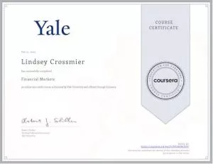 Yale Financial Markets Course Certificate